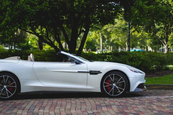 white aston martin with clear coat