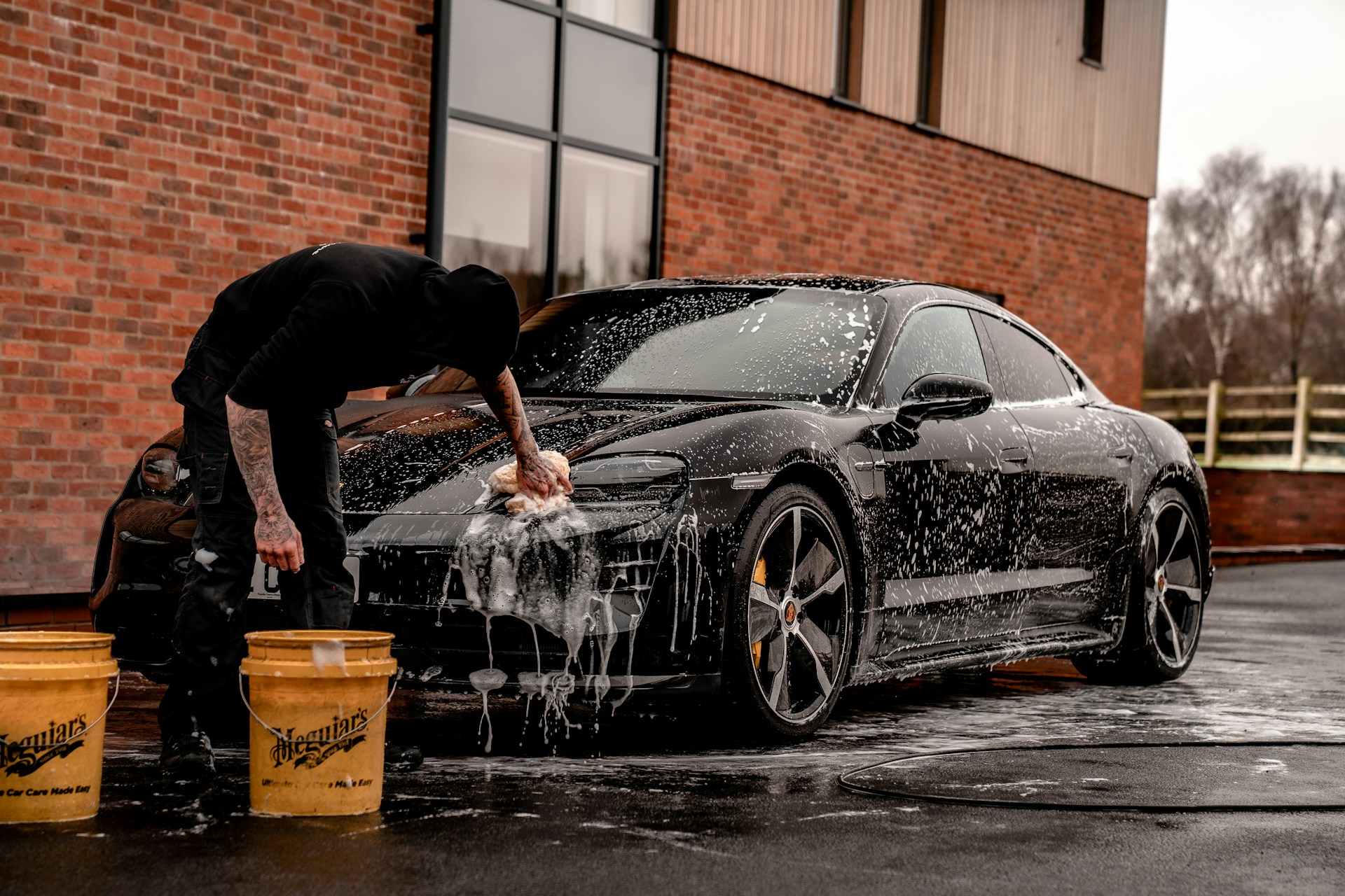 car wash porsche car being washed