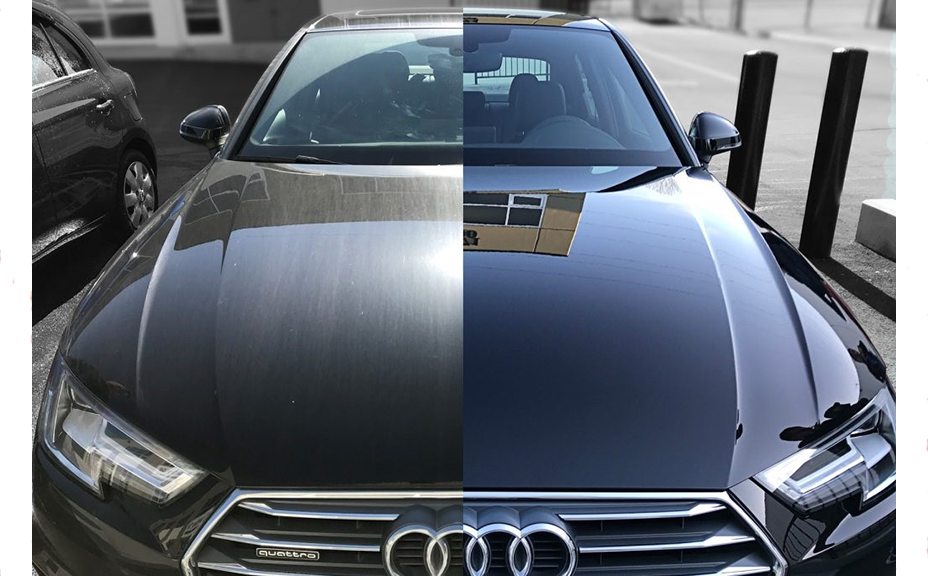 car ceramic coated before and after photo from: https://integritytinting.com/ceramic-coatings/