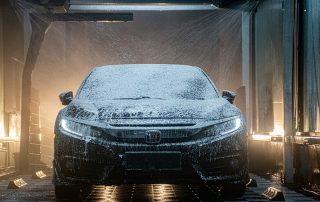 a car going through an automatic car wash