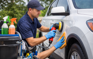 car detail being done outside